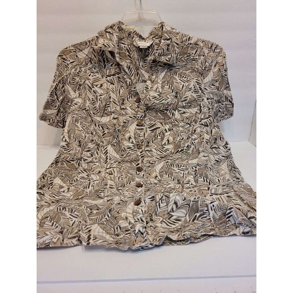 C.J. Banks‎ tan/floral blouse, womans plus size 1X
